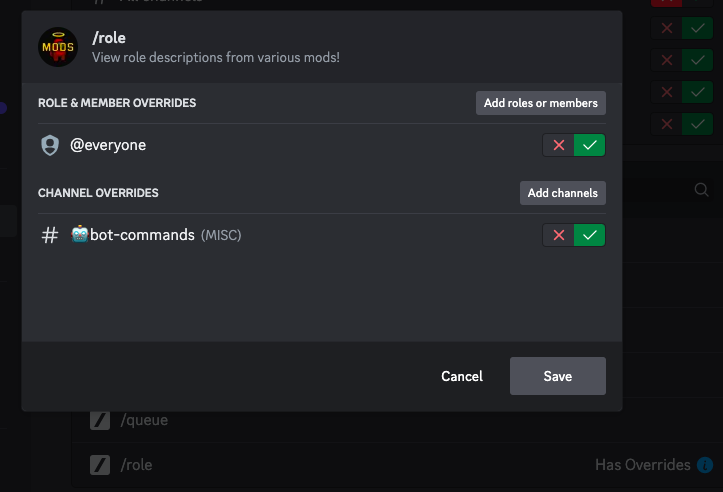 Role interaction settings